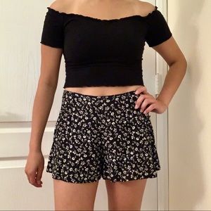 Urban Outfitters Black & White Micro-Floral Shorts